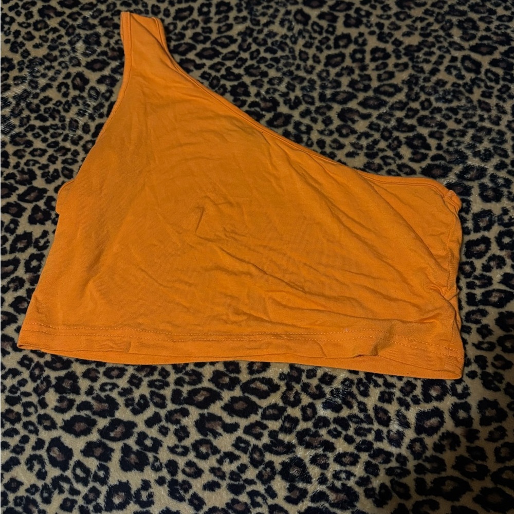 SHEIN Orange One-Shoulder Top